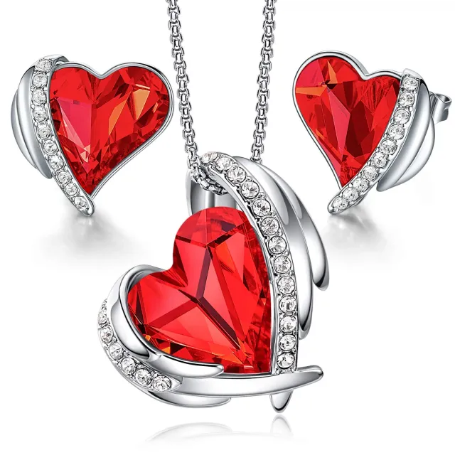 CDE Cuore set collana e orecchini oro rosa cristalli