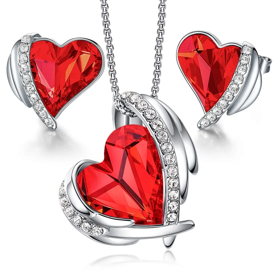 CDE Cuore set collana e orecchini oro rosa cristalli