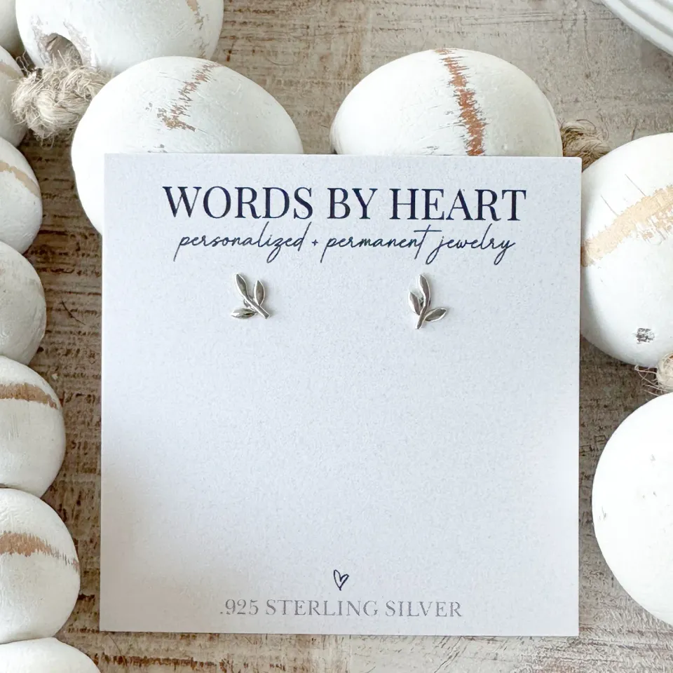 WordsByHeartCo Silver Leaflet orecchini foglia argento 925 a lobo