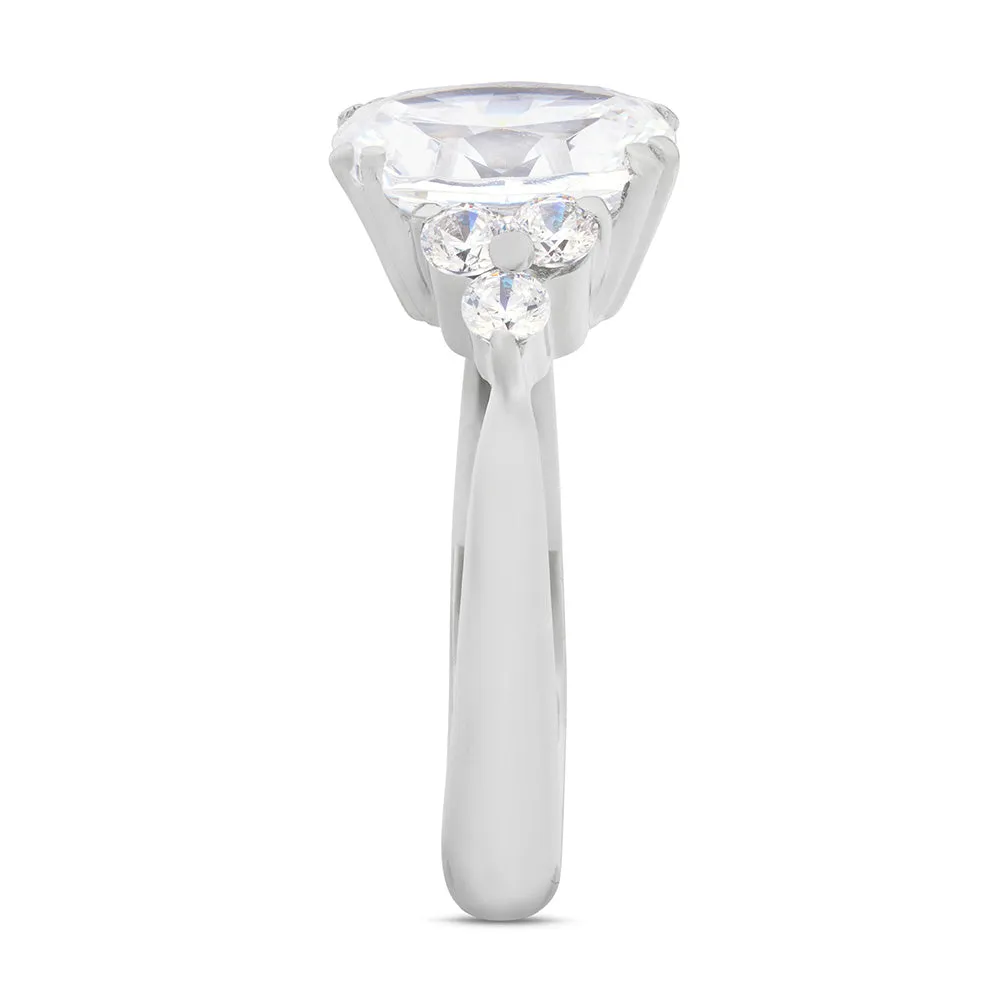 Sinico Classic anello oro bianco zirconi bianchi ovale