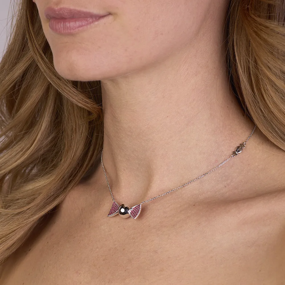 Sinico Chicca Cocoa Easy Red collana argento zirconi rossi
