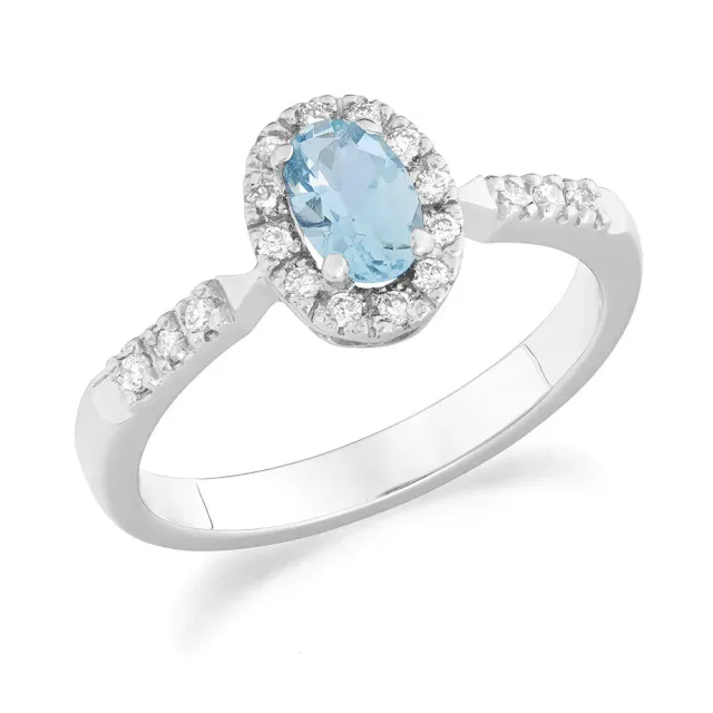 Sinico Idilio Halo anello oro bianco acquamarina