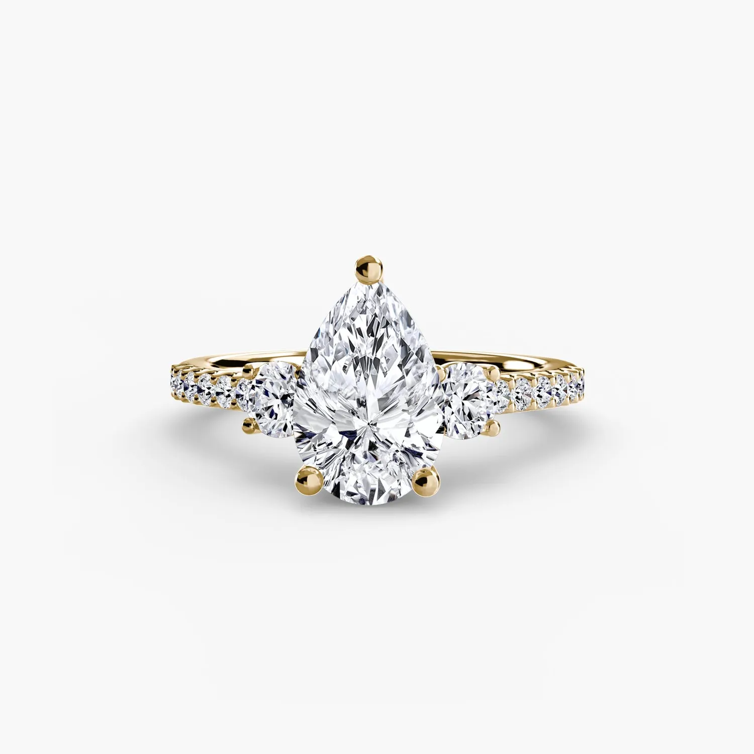 Sinico Trilogy anello three-stone pavé 5 oro giallo 18kt