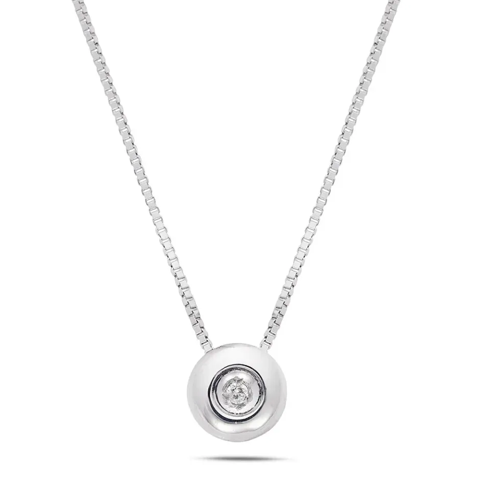 Sinico Donut collana punto luce diamante oro bianco 42 cm