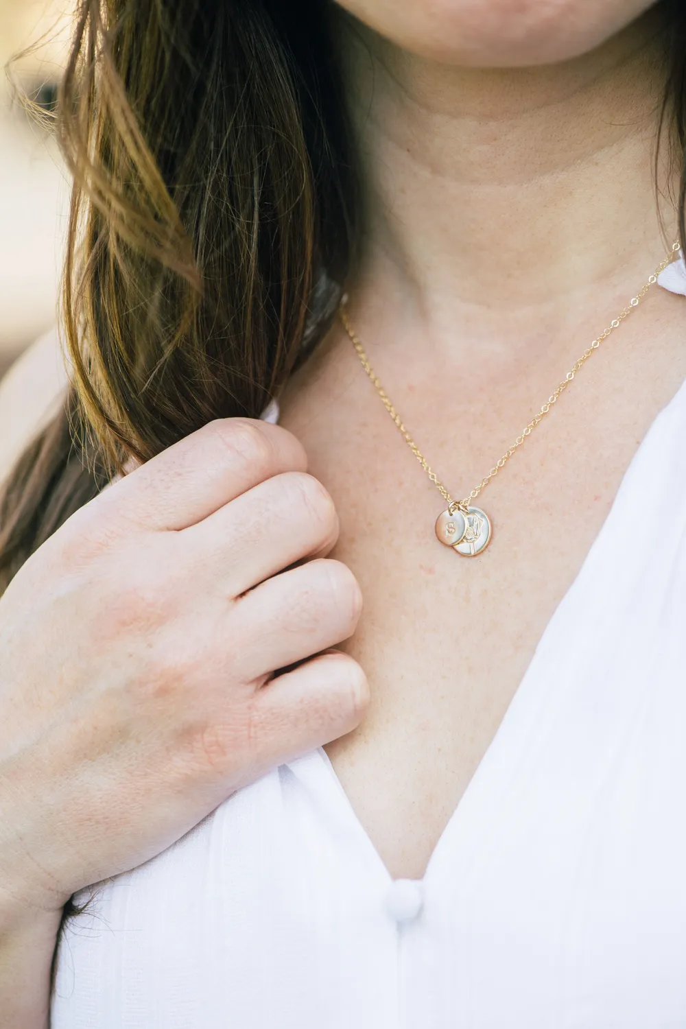 WordsByHeartCo Birth Flower collana dischi argento 925 fiore mese