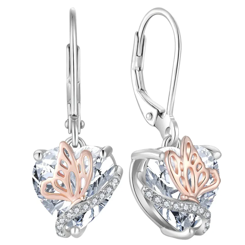 YL Cuore Farfalla orecchini argento 925 aprile