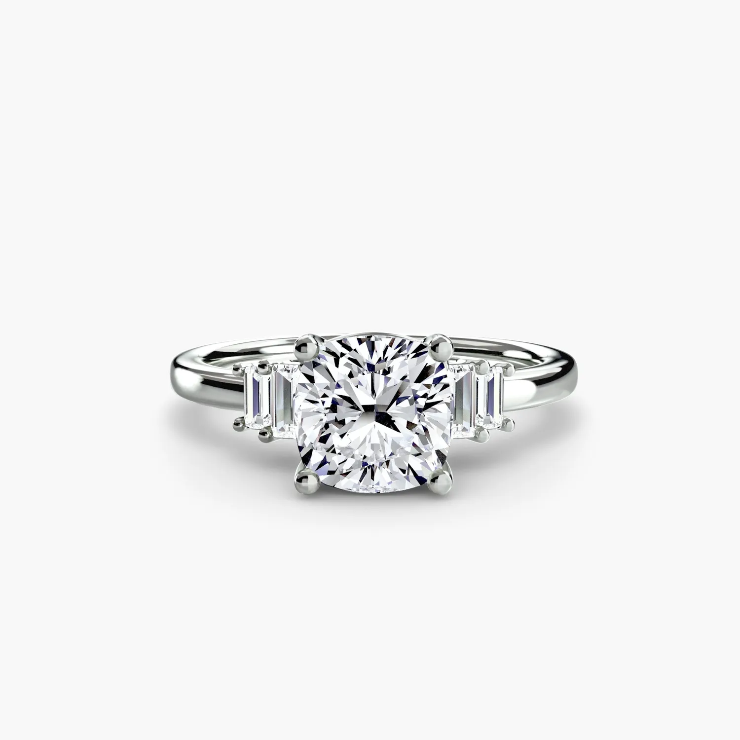 Sinico Baguette Accent Solitaire anello oro bianco 14Kt