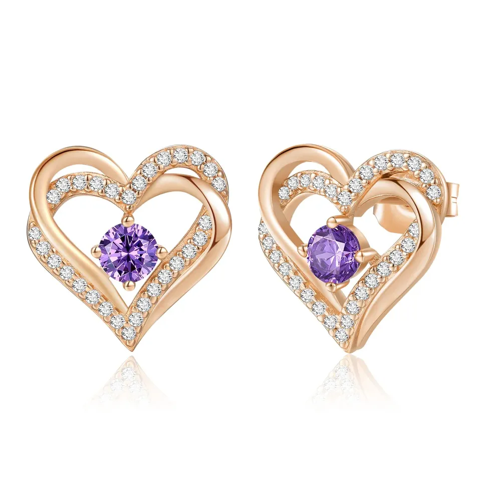 CDE Cuore orecchini a bottone argento 925 oro bianco