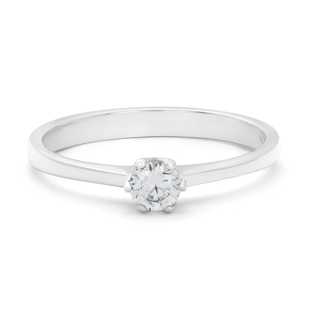 Sinico Solitario 6 punte anello oro bianco zirconia