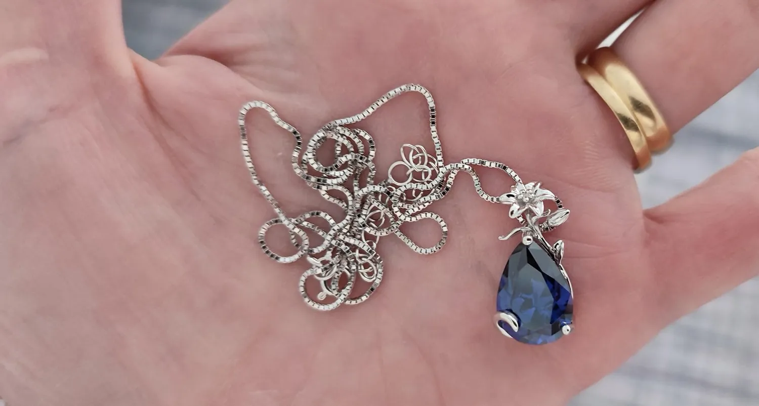YL Giglio collana argento 925 pietra pera