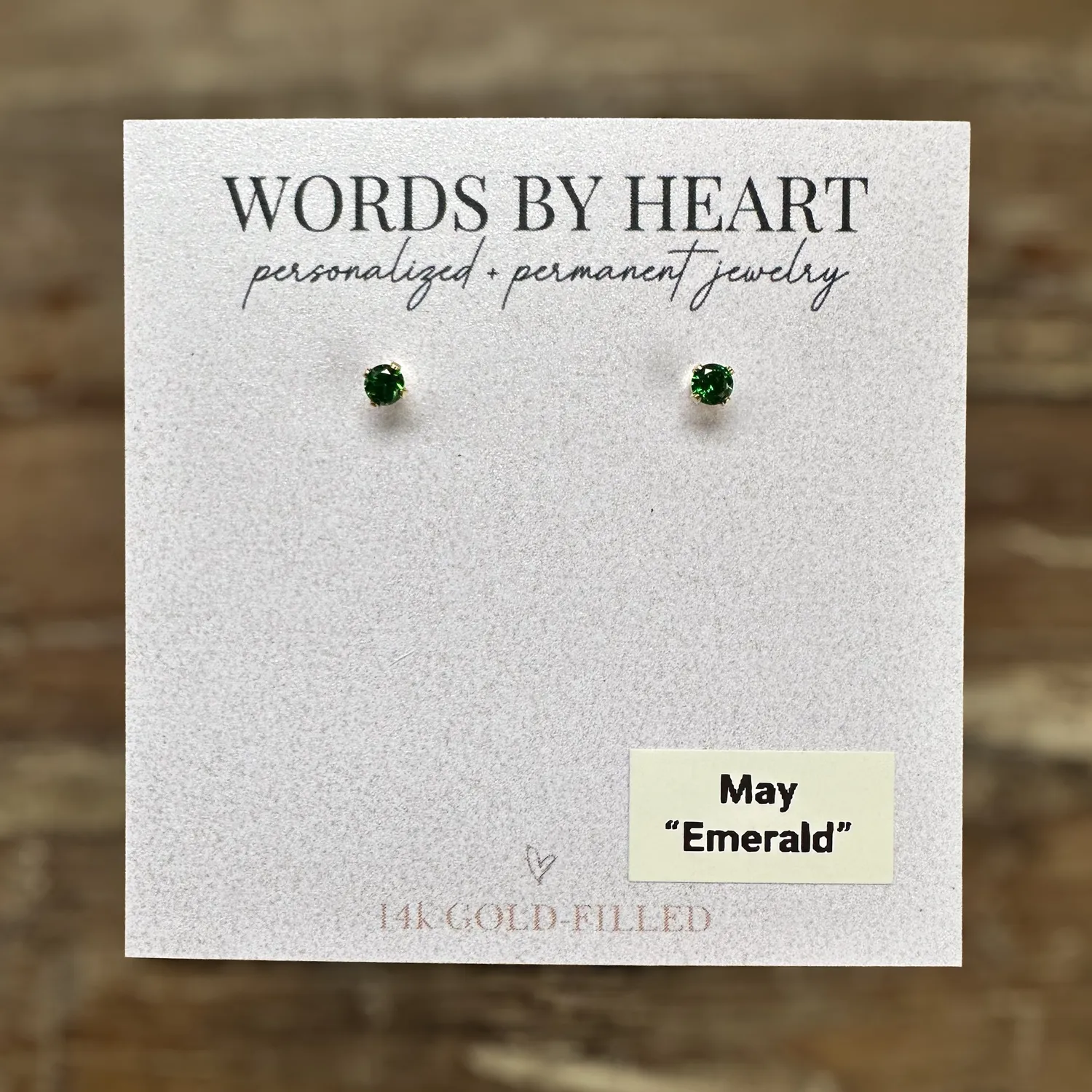 WordsByHeartCo Birthstone 3mm Orecchini argento aprile