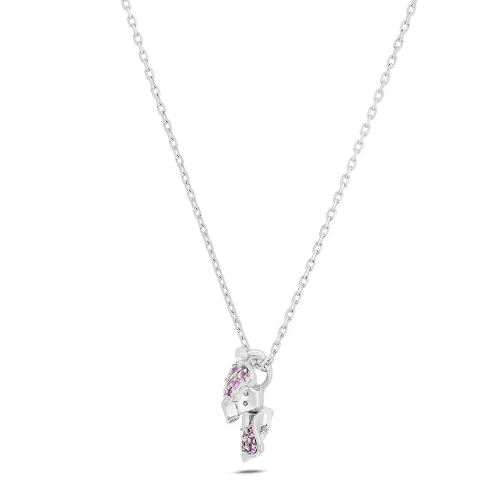 Sinico Good Luck Farfalla Collana Oro Bianco Zaffiri 42 cm