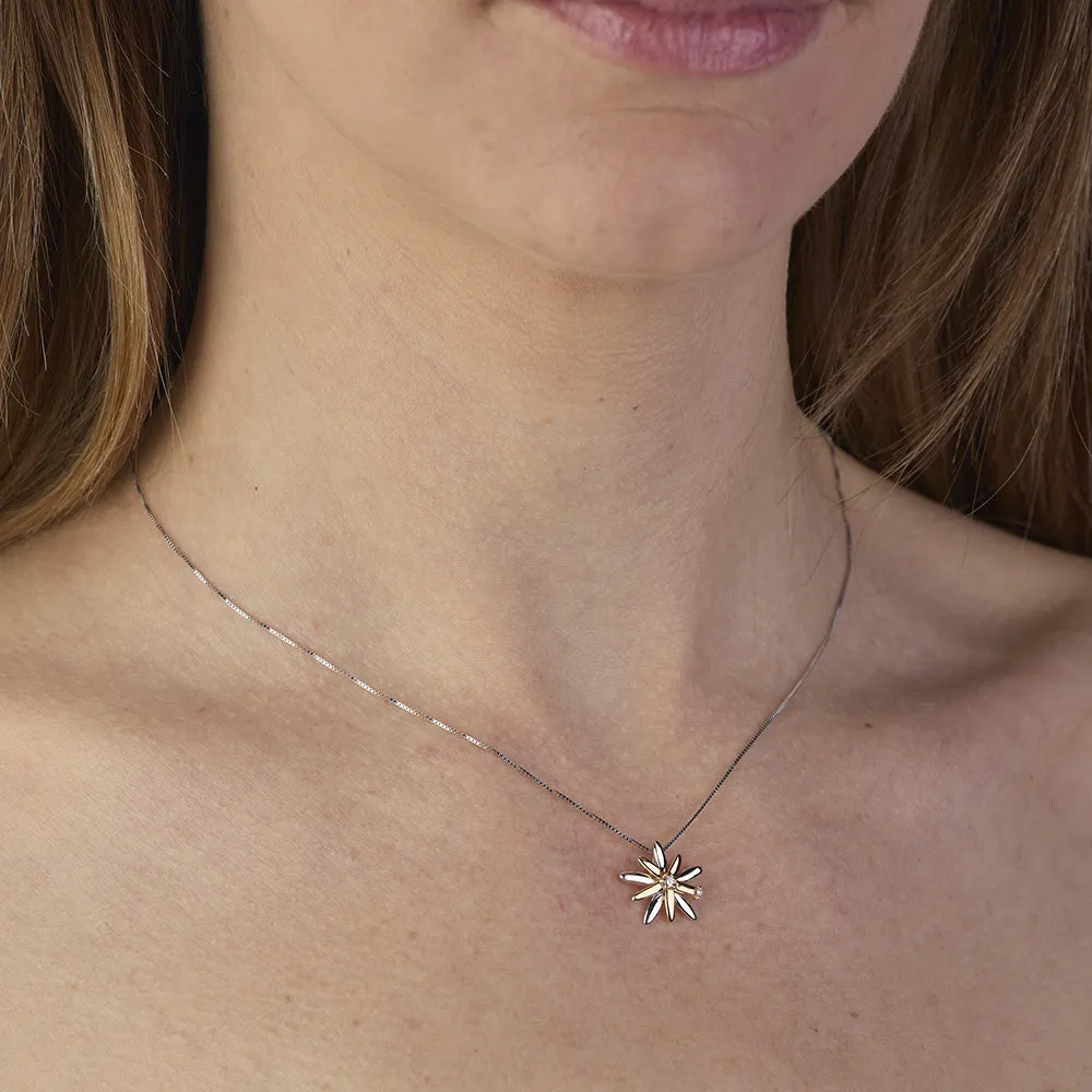 SINICO Coccole collana sole oro bianco rosa con diamanti