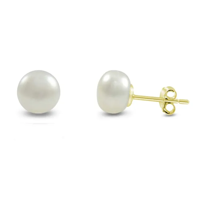 Kezef ESFWPB08WHT-10K orecchini perla 8 mm oro