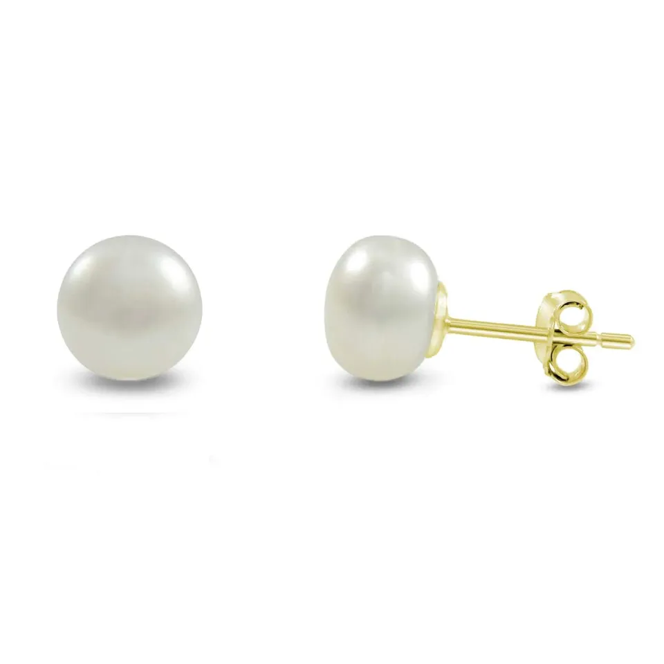 Kezef ESFWPB08WHT-10K orecchini perla 8 mm oro