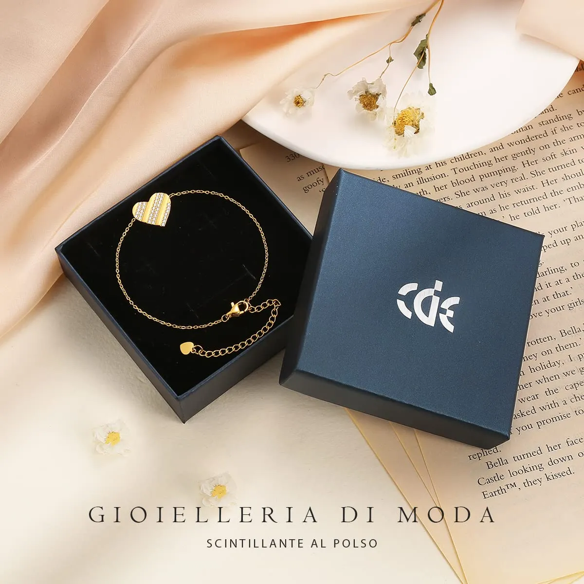CDE Cuore bracciale zirconi regolabile luminoso