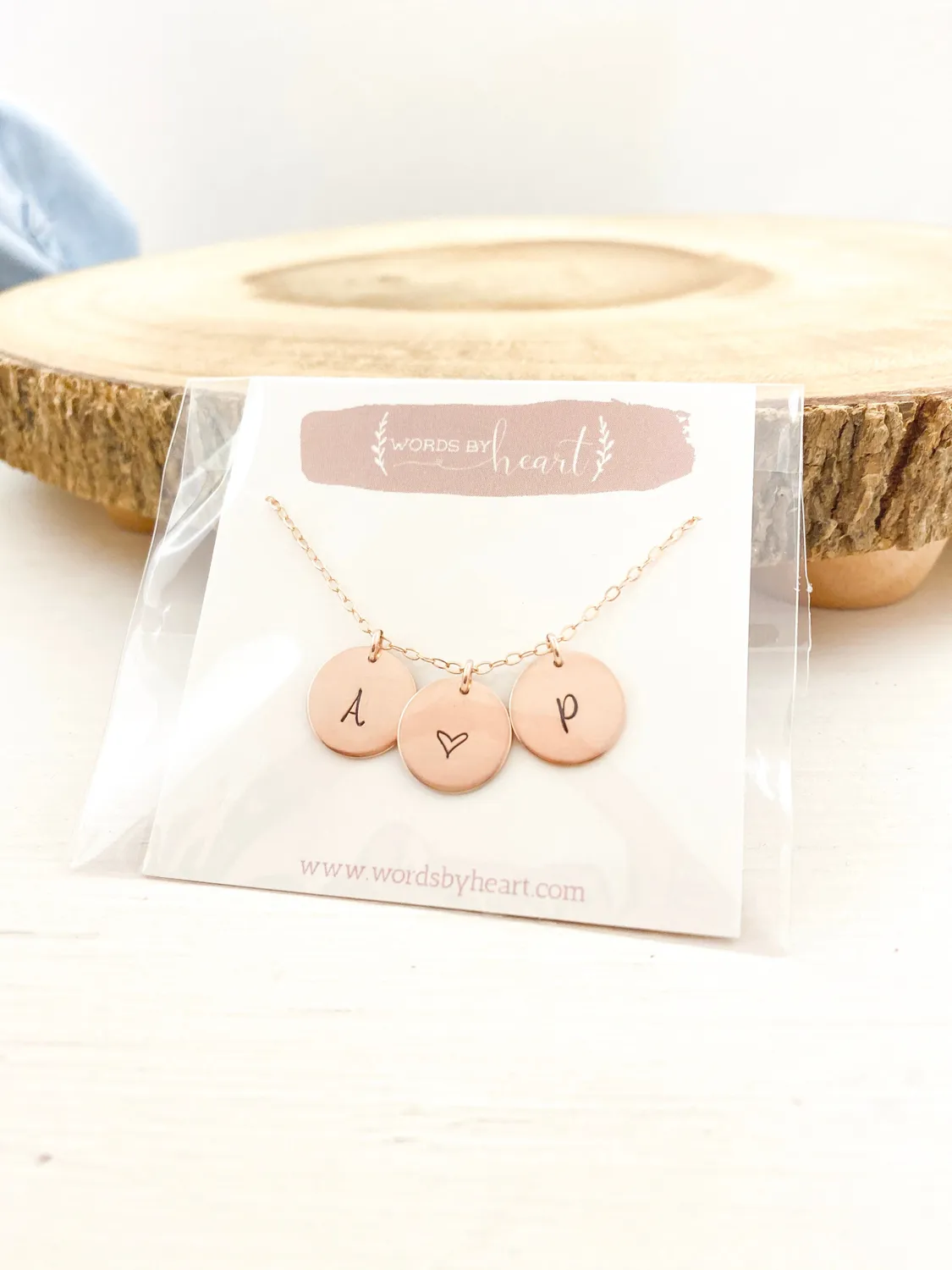 WordsByHeartCo A La Carte Ciondolo Disco 1/2 Argento 925 Inciso