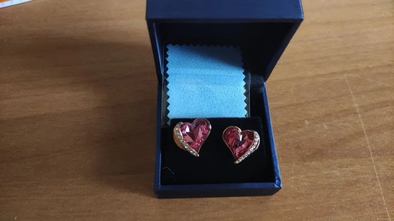 CDE Orecchini a Bottone Cuore Oro Rosa Ipoallergenici