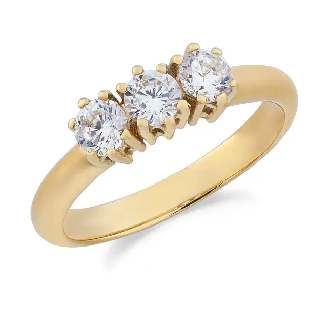 Sinico Trilogy classico anello oro giallo zirconia bianchi