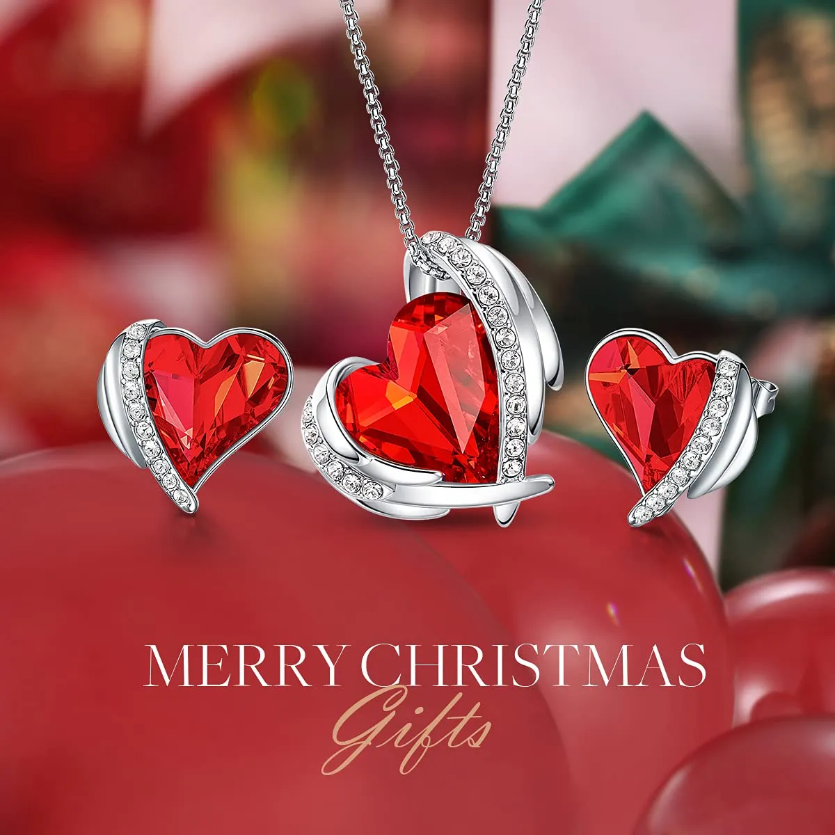 CDE Cuore set collana e orecchini oro rosa cristalli