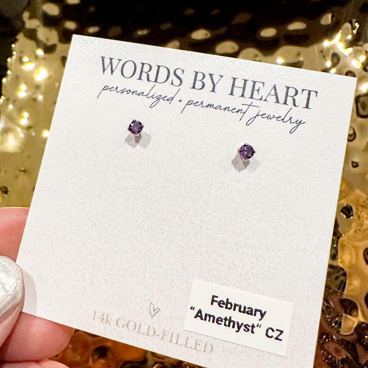 WordsByHeartCo Birthstone 3mm Orecchini argento aprile