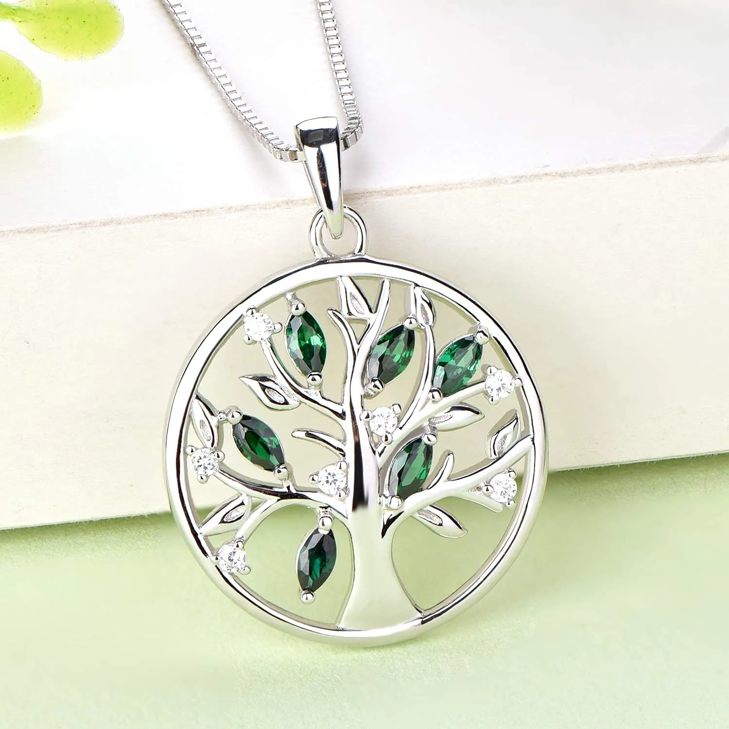 YL Albero della Vita collana argento 925 smeraldo