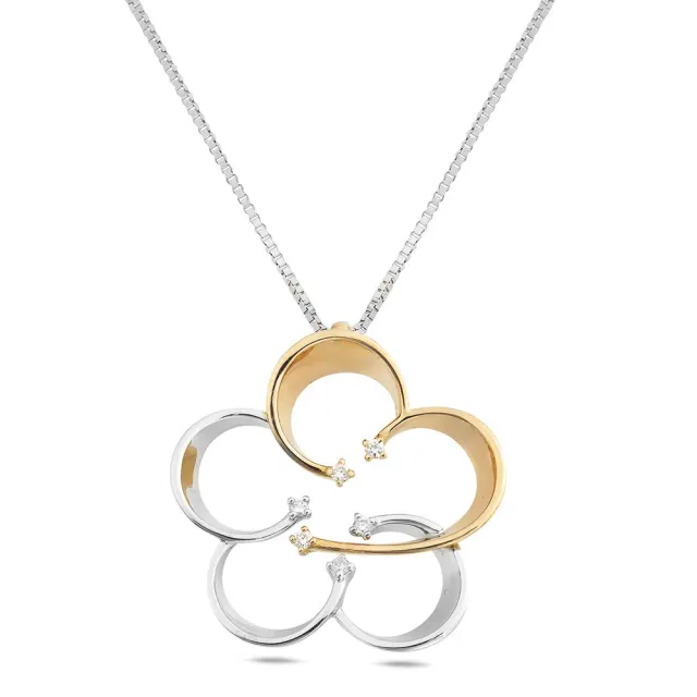 Sinico Riflessi Fiore collana oro bianco rosa diamanti