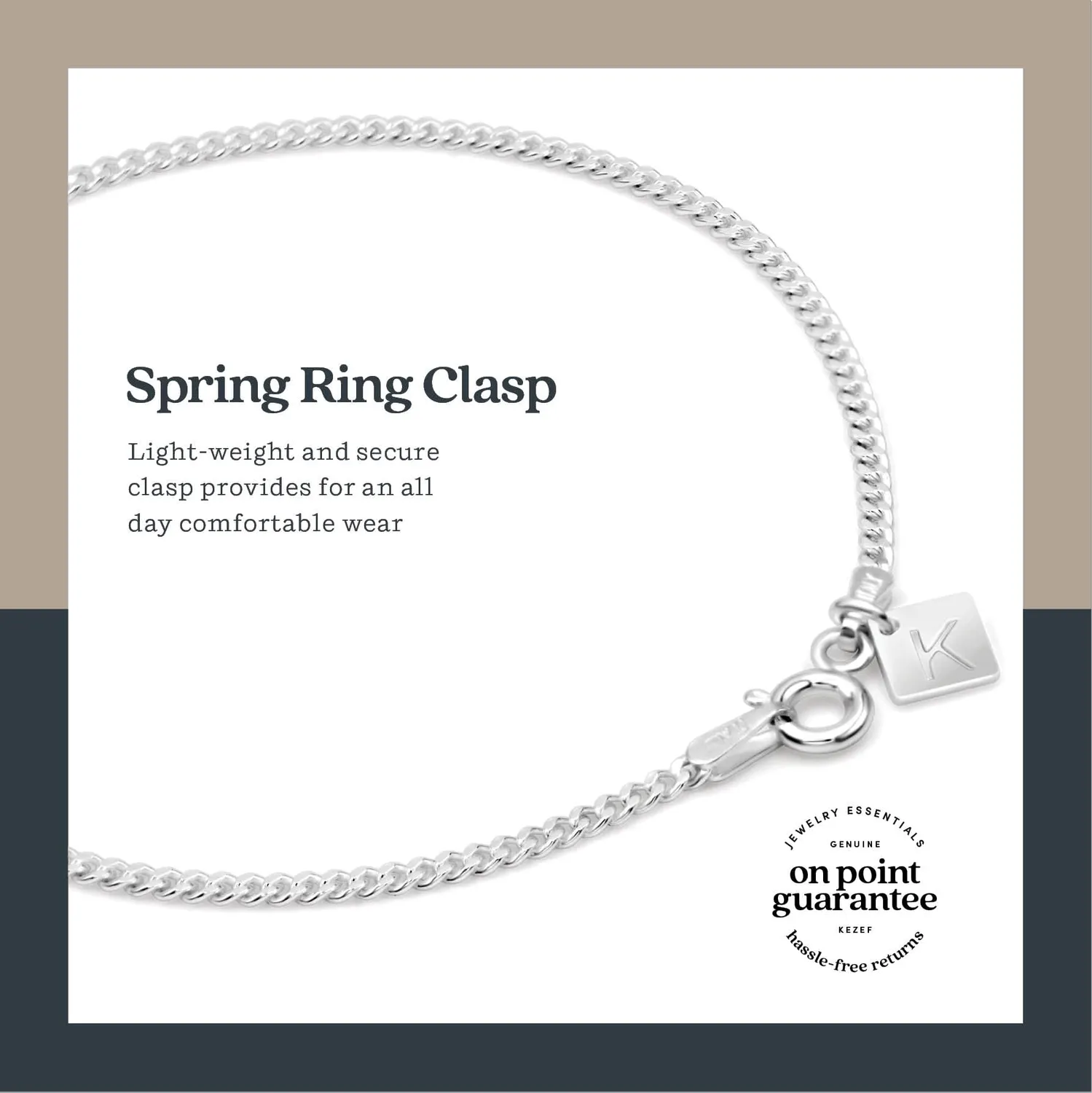 KEZEF Bracciale Catena Cubana Argento 925 2 mm