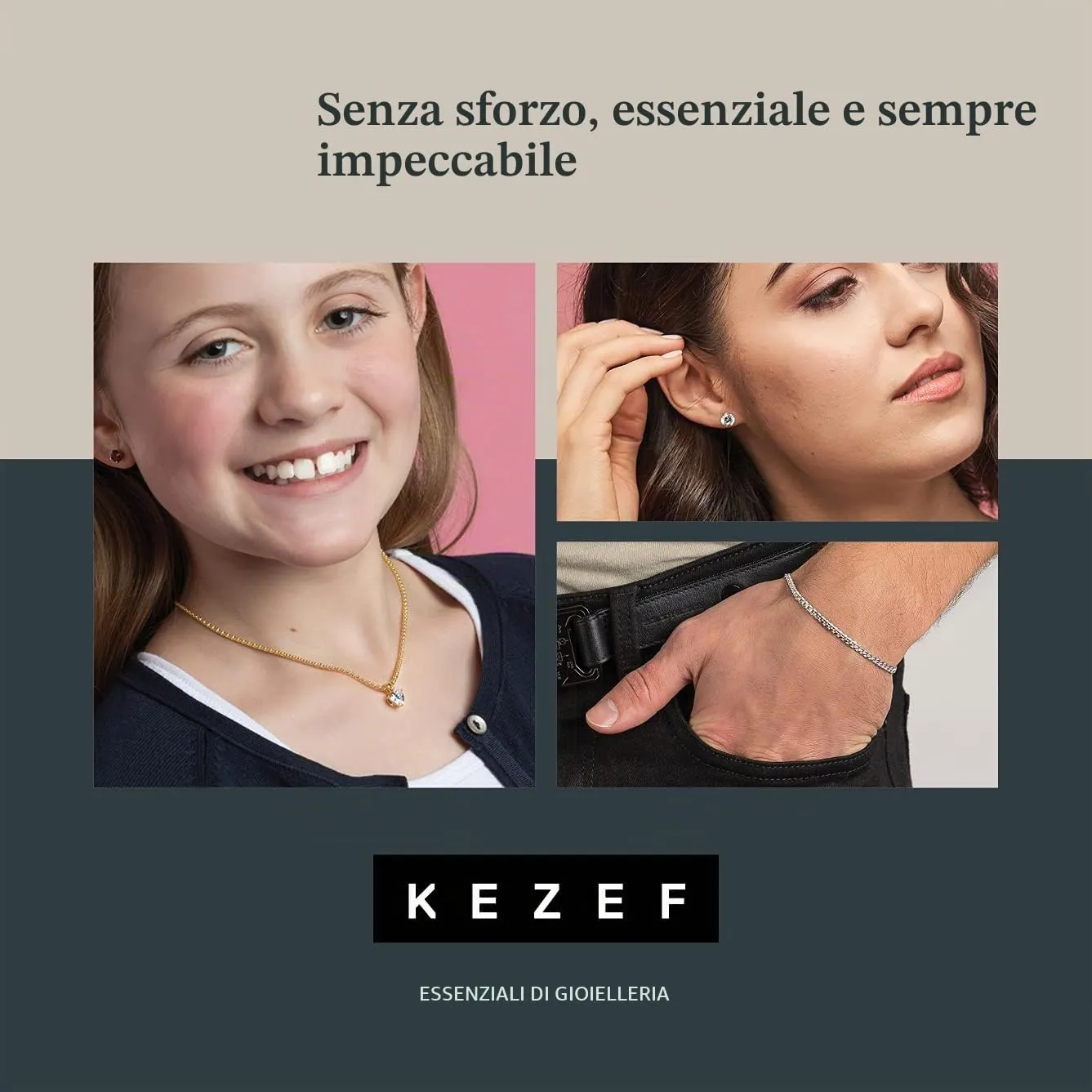 KEZEF 925 catena argento 45 cm maglie ovali 1,3 mm