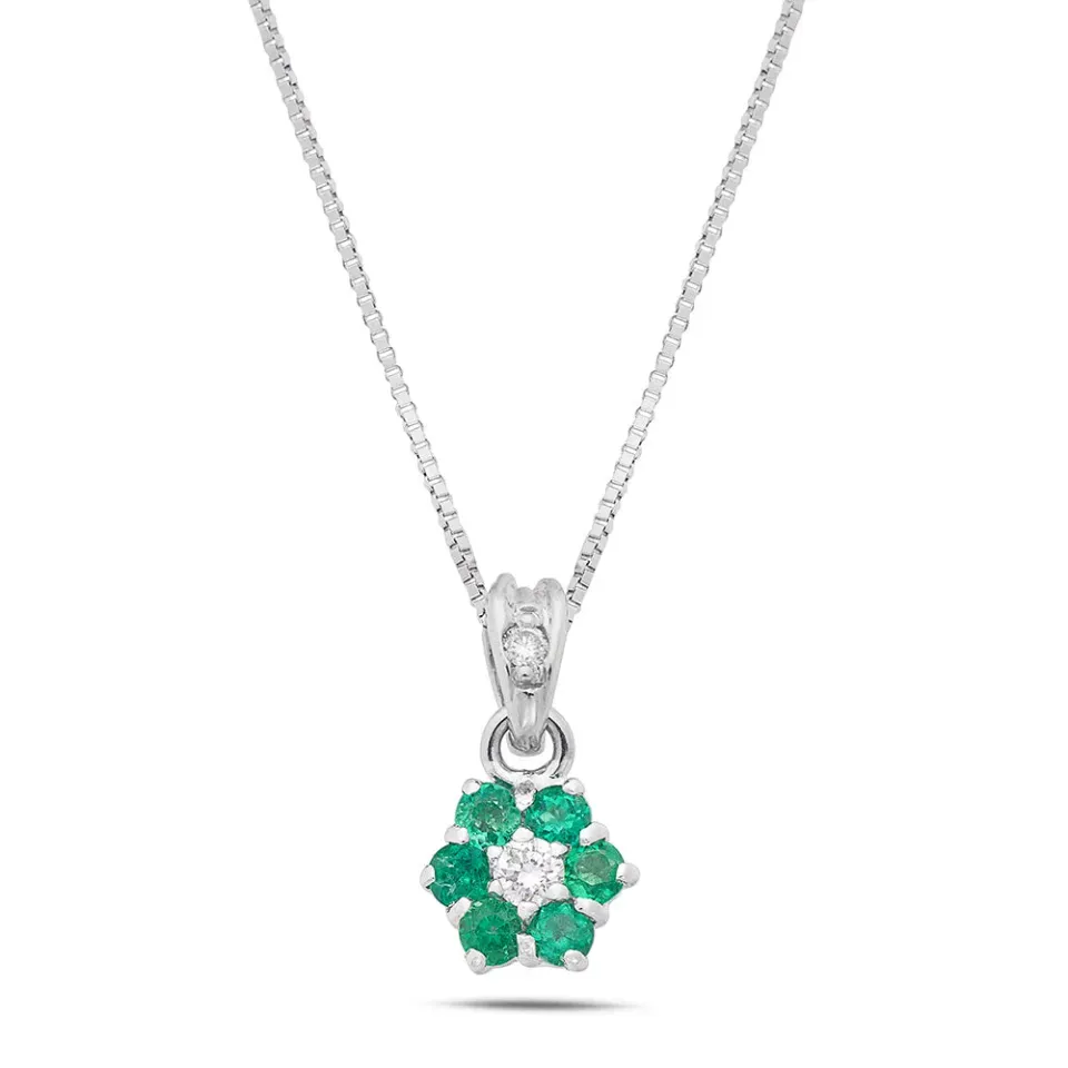 Sinico Flowers Classic fiore piccolo collana oro smeraldi diamanti