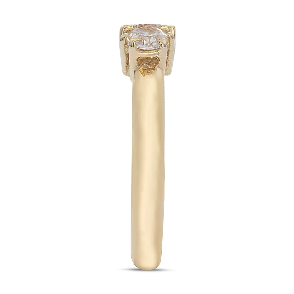 Sinico Trilogy classico anello oro giallo zirconia bianchi