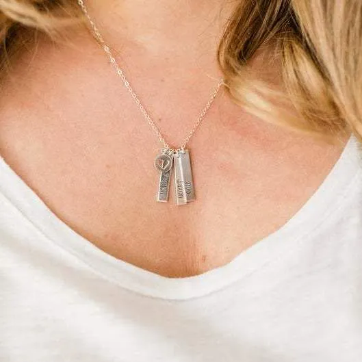 WordsByHeartCo My Whole Heart collana barretta 2 nomi argento