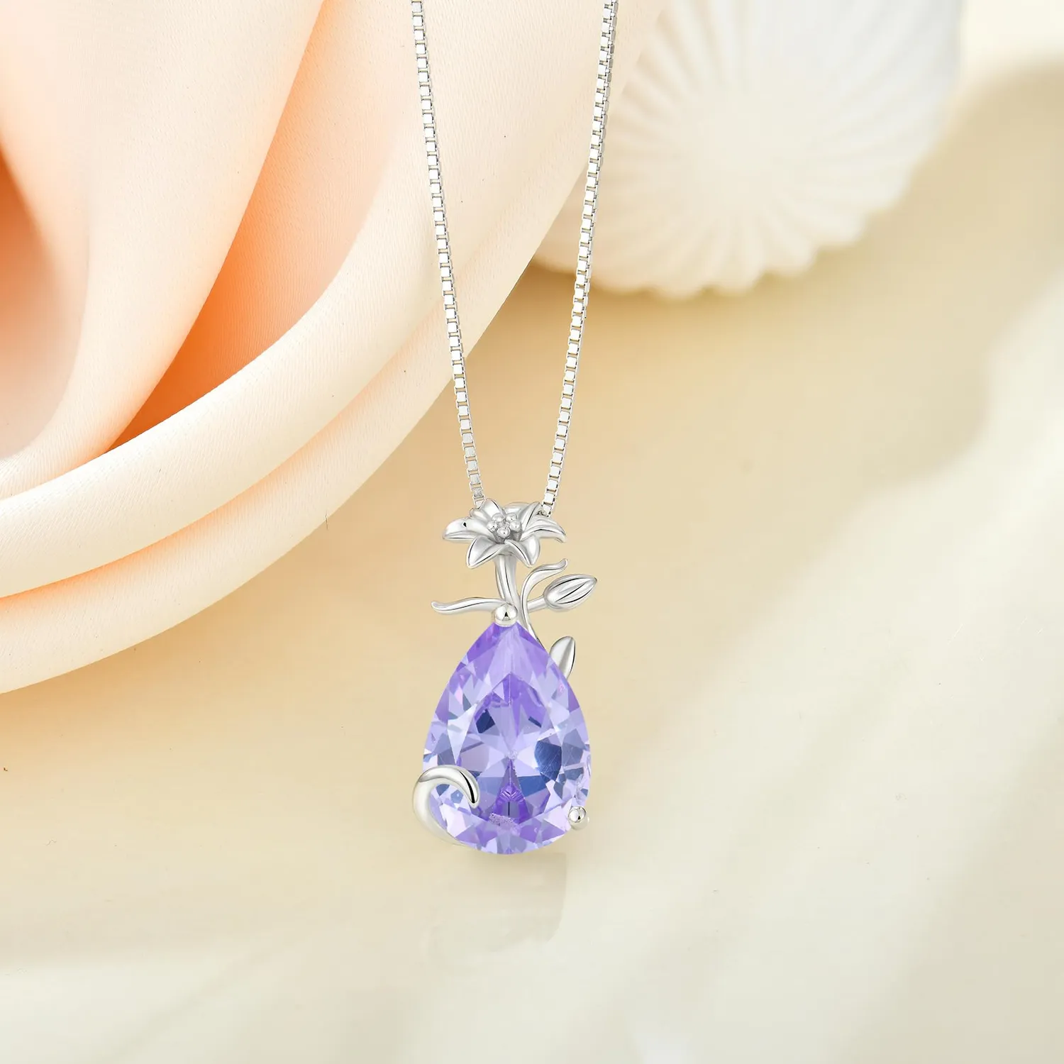 YL Giglio collana argento 925 pietra pera