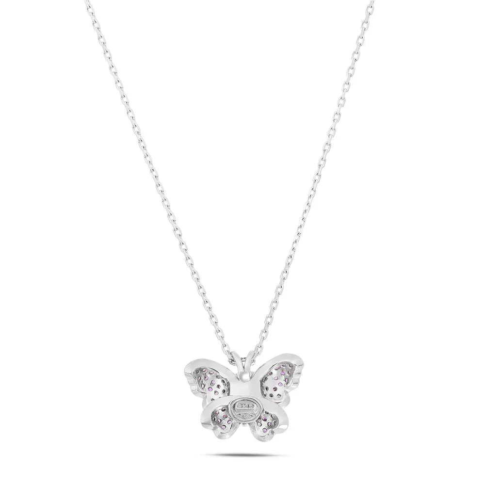 Sinico Good Luck Farfalla Collana Oro Bianco Zaffiri 42 cm