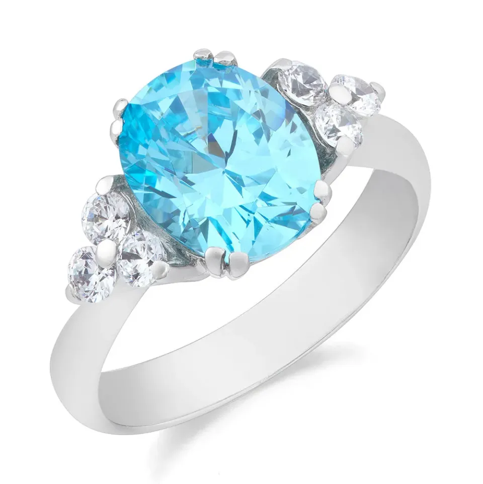 Sinico Princess anello oro bianco zircone azzurro