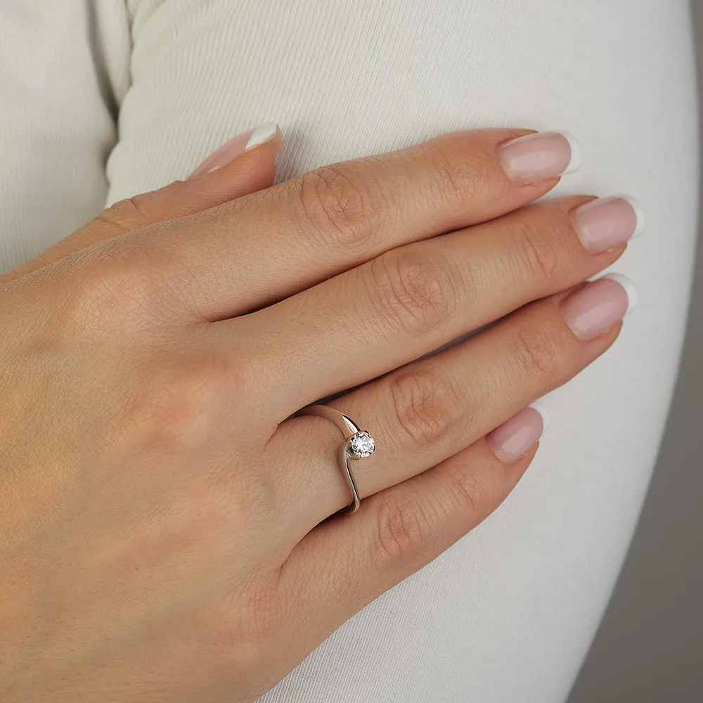 Sinico Valentine anello solitario oro bianco zirconia
