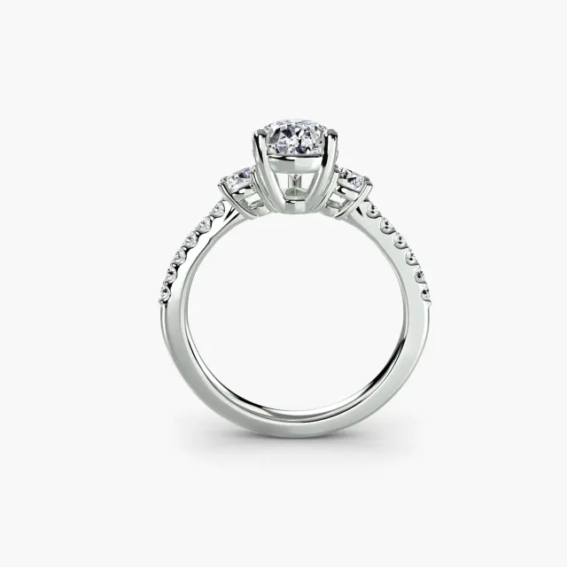 Sinico Trilogy anello three-stone pavé 5 oro giallo 18kt