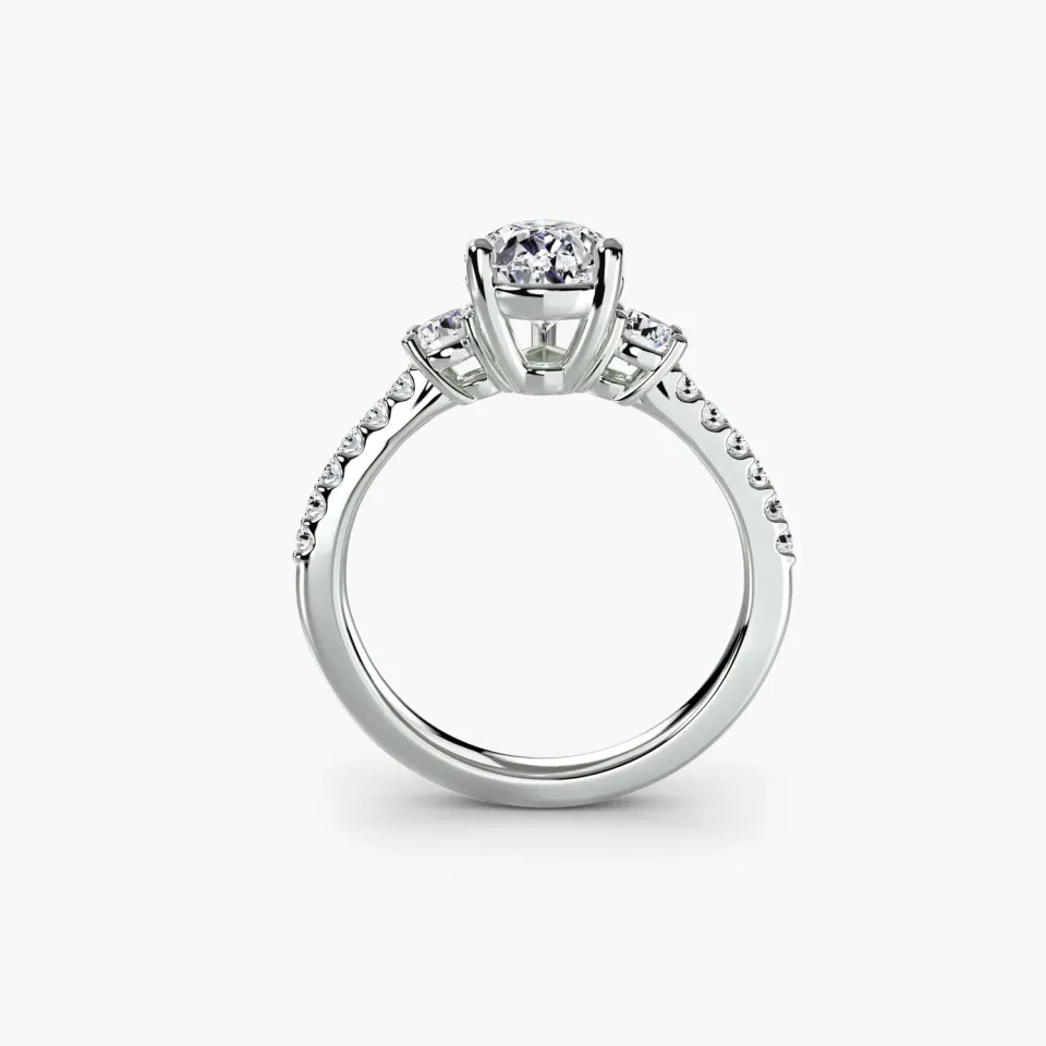 Sinico Trilogy anello three-stone pavé 5 oro giallo 18kt
