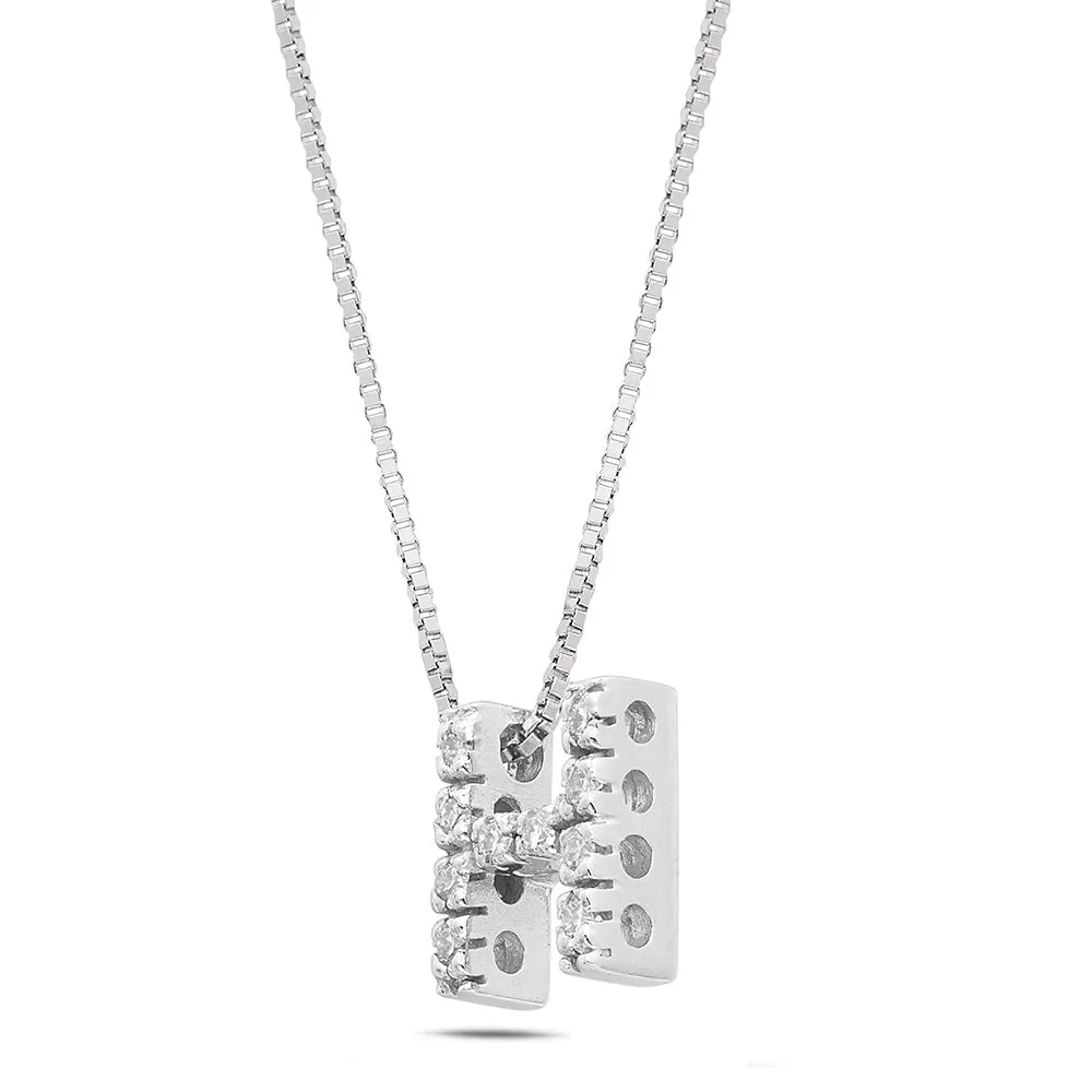 SINICO Letters H collana oro bianco 18Kt diamanti 42 cm