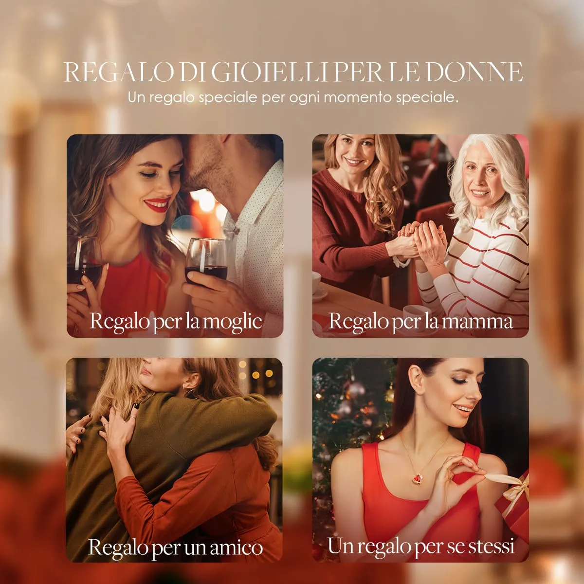CDE Cuore completo collana e orecchini oro rosa cristalli