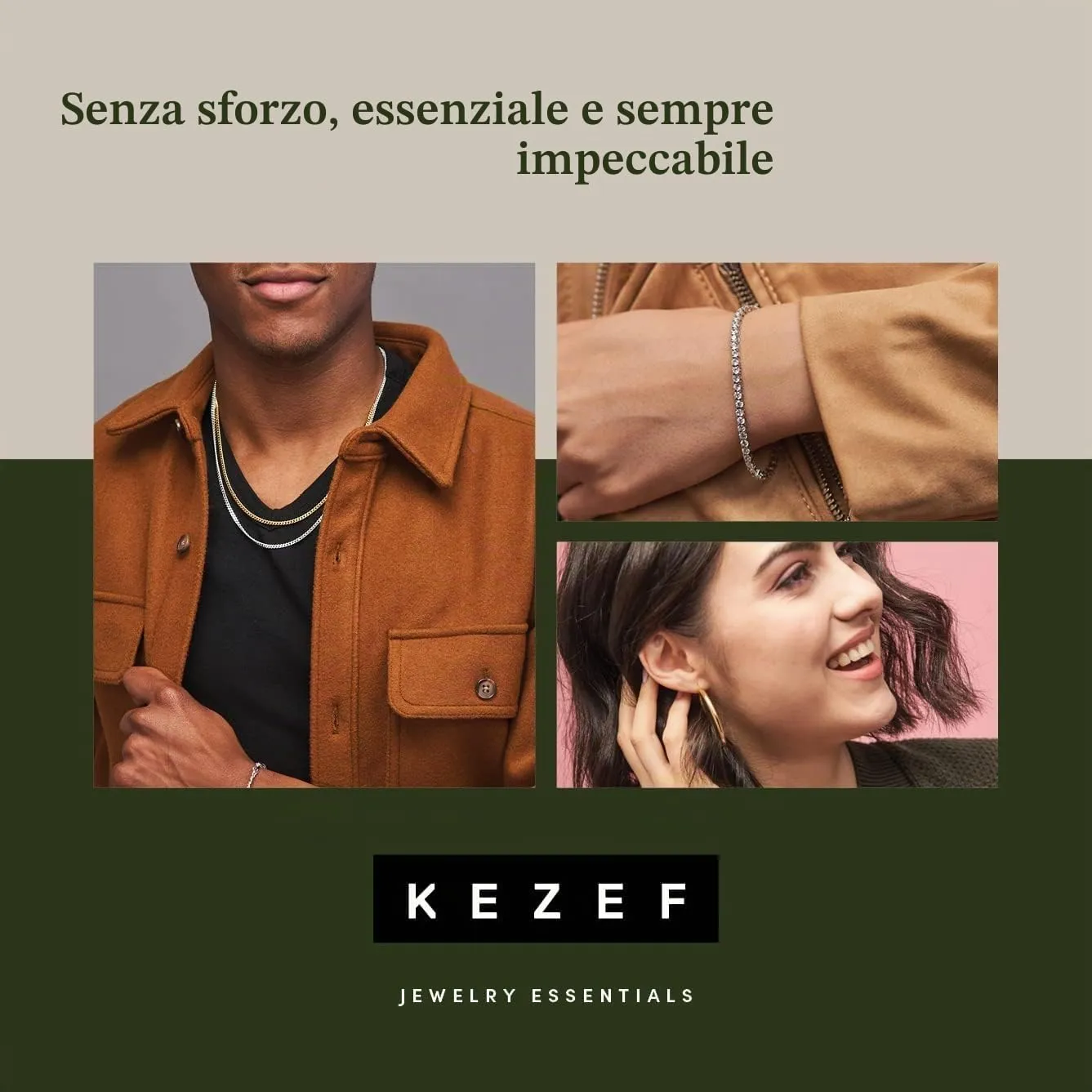 KEZEF Collana Argento 925 Catena 45 cm 1 mm