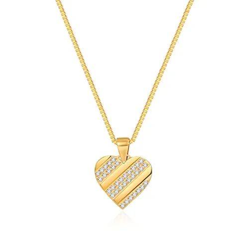 CDE Collana Cuore Zirconia Oro Donna Bambina