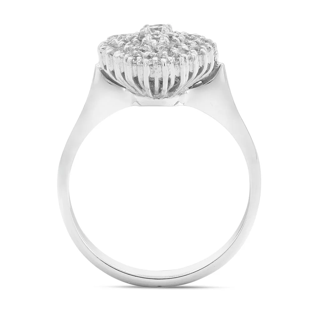 Sinico Classic Pavé Ovale anello oro bianco zirconi
