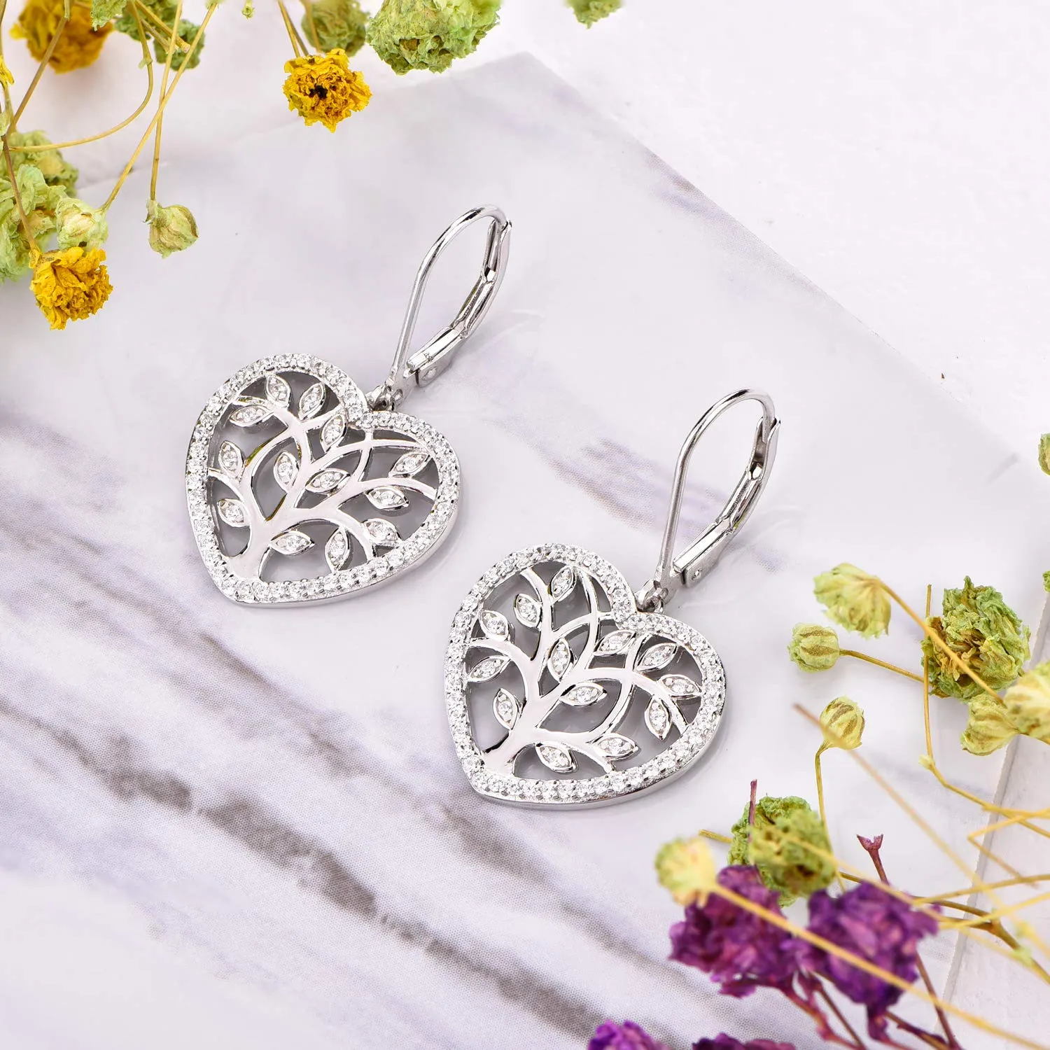 YL Albero della Vita Orecchini Argento 925 Verdi