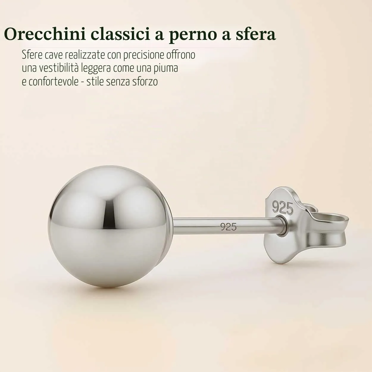 KEZEF Orecchini a Bottone Argento 925 9 mm Ipoallergenici