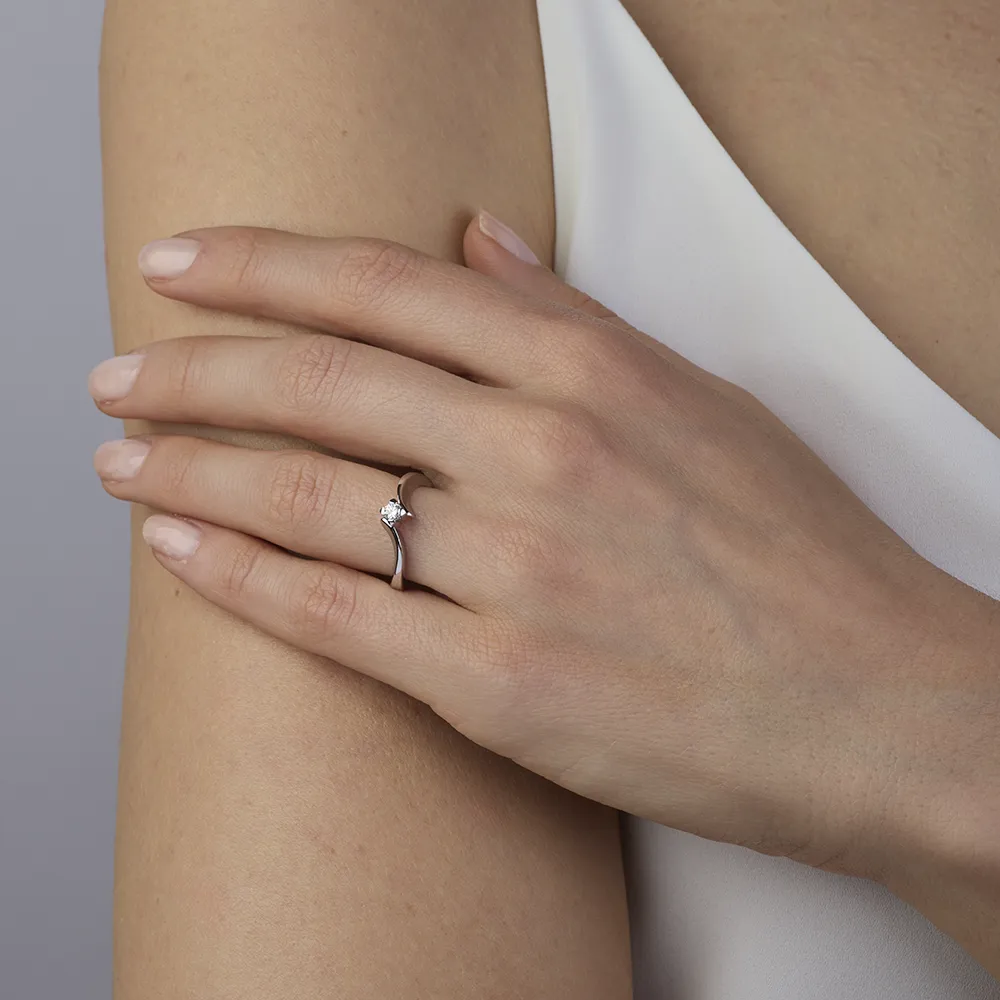 Sinico Promesse contrarié anello oro bianco diamante 0,12 ct