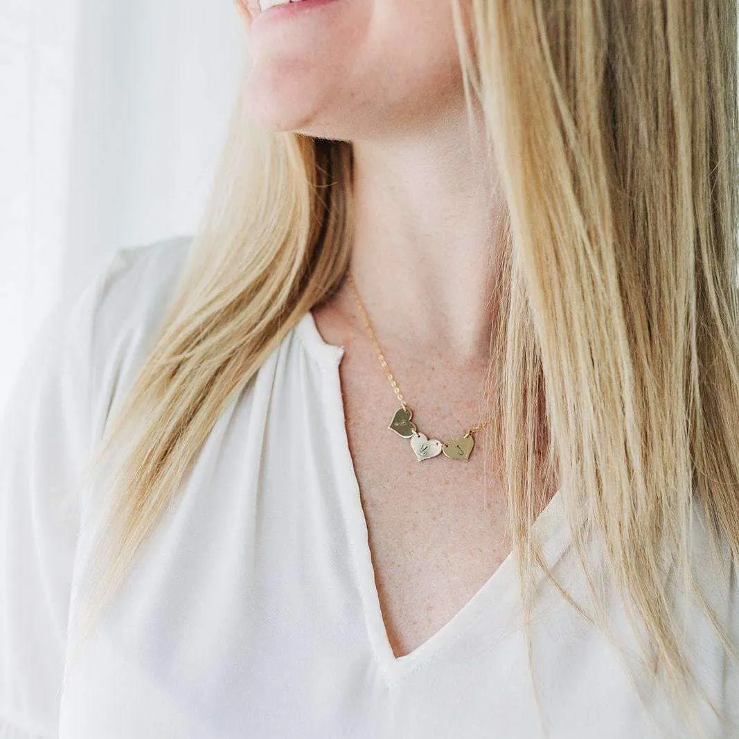 WordsByHeartCo Dainty collana 2 cuori argento 925 iniziali