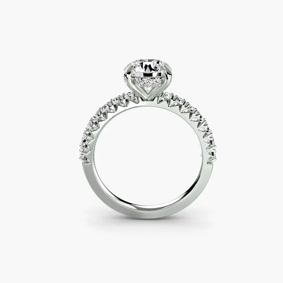 Sinico Solitaire Pavé 6 anello oro bianco 18kt tondo