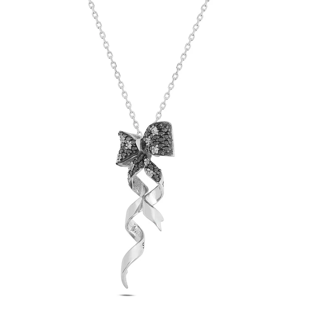Sinico Dance fiocco collana oro bianco zirconia neri bianchi
