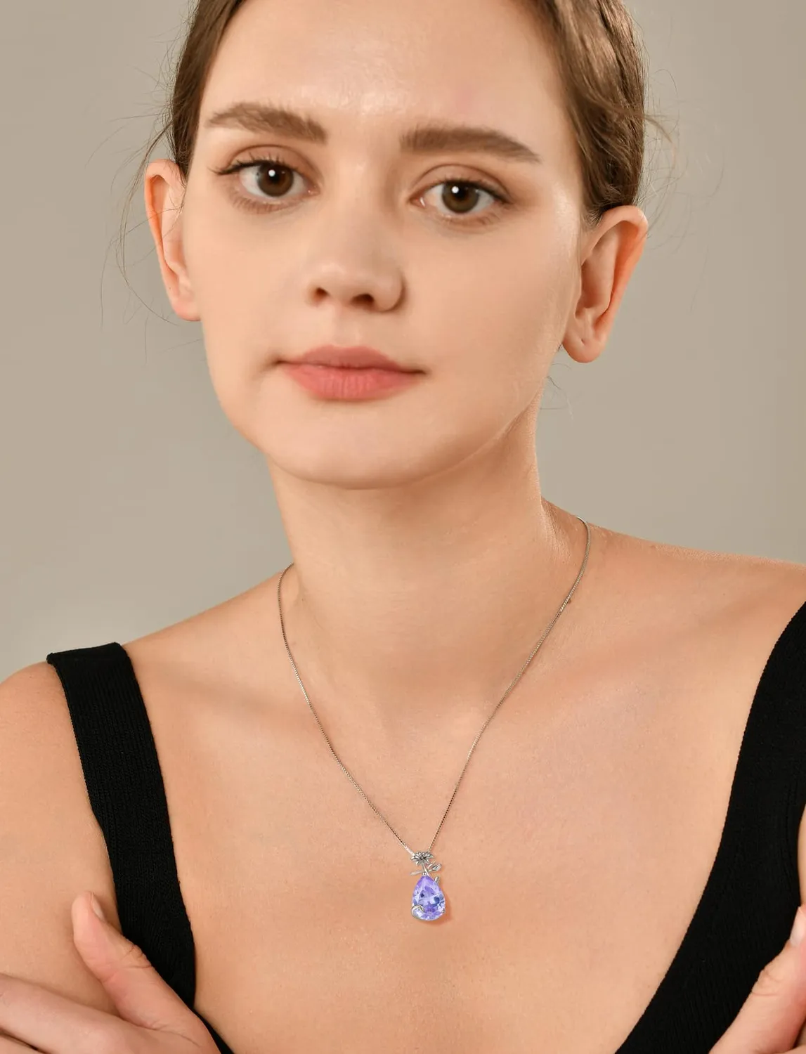 YL Giglio collana argento 925 pietra pera